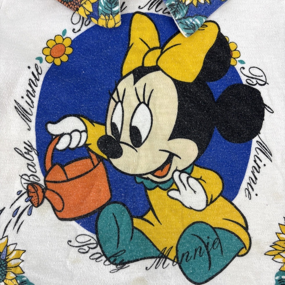 Vintage Disney Babies Baby Minnie Mouse Gardening Shirt Sunflowers Rare - Picture 3 of 8